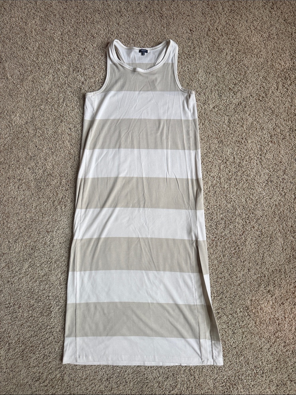Splendid Sleeveless Stripe Maxi Dress in White and Tan